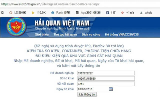 in mã vạch tờ khai hải quan